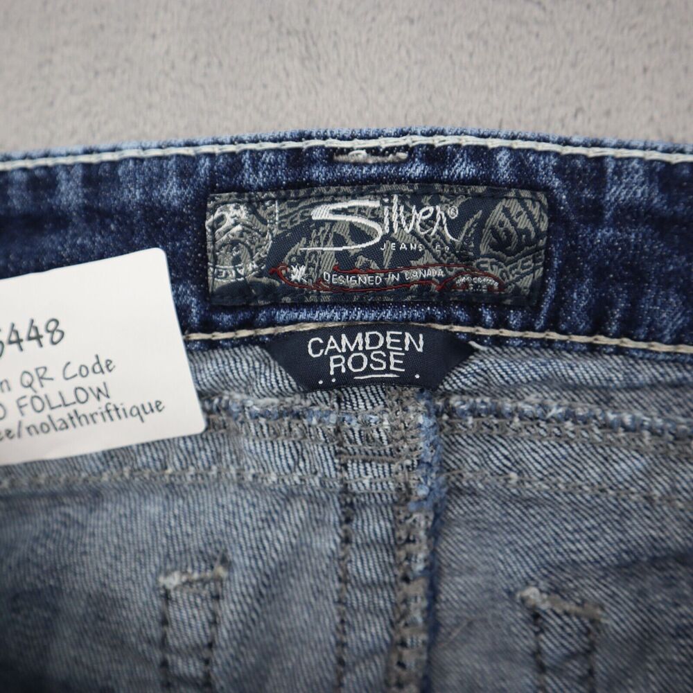 Silver Jeans Co Pants Womens 24 Blue Denim Camden Rose Distressed Pockets Jeans - Picture 3 of 16